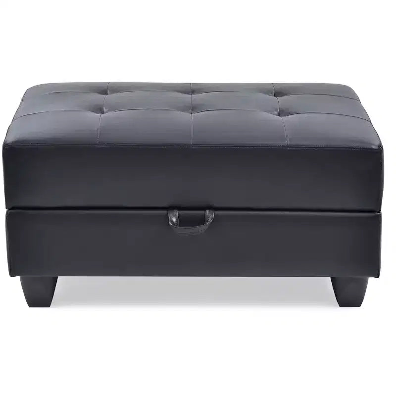 Passion Furniture Revere Faux Leather Upholstered Storage Ottoman