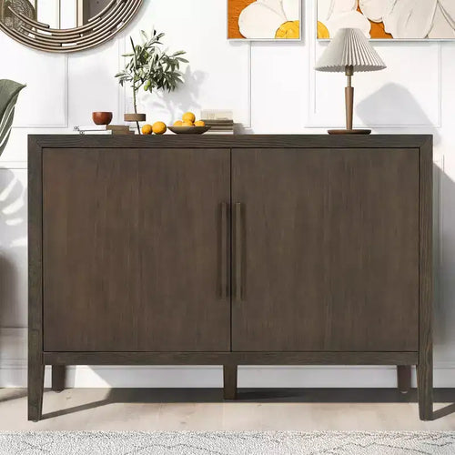 47.2 Retro Wooden Sideboard with 2 Metal Handles, Storage Cabinet with 2 Doors - ModernLuxe