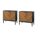 Set of 2 Jakob Modern Storage 32Tall+2-Door Accent Cabinet with Herringbone Element |Karat Home