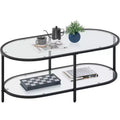 Yaheetech Tempered Glass 2-layer Coffee Table