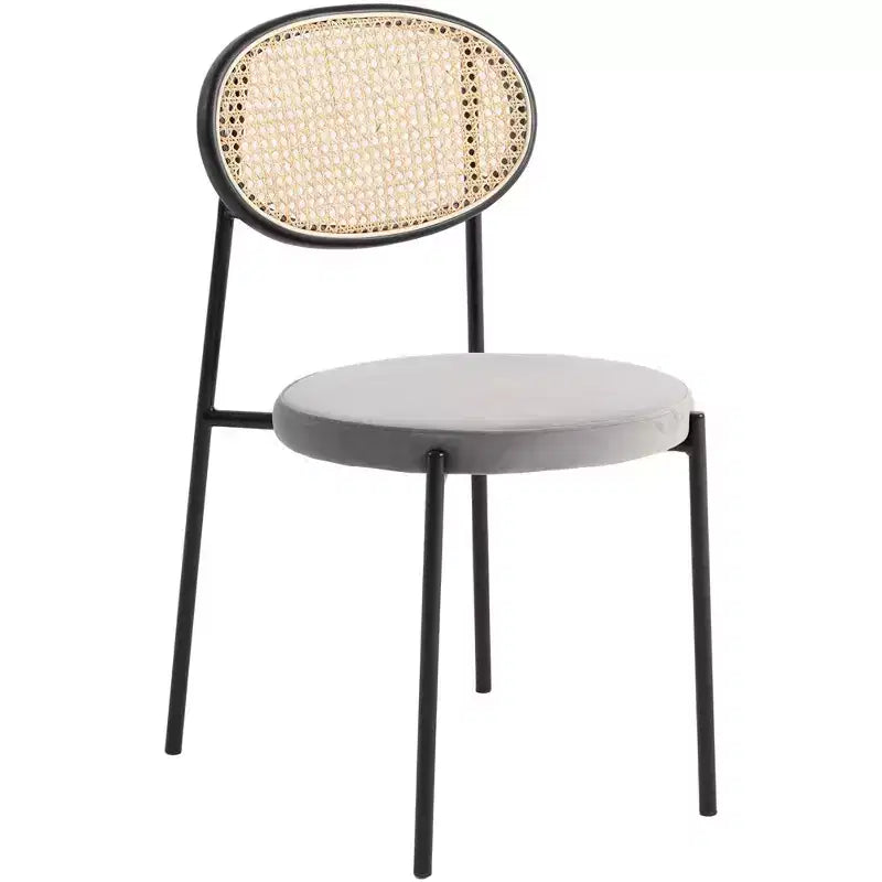 Chaise de salle à manger moderne LeisureMod Euston avec dossier en osier et assise en velours/cuir, pour cuisine intérieure, salle à manger, maison, chaise d'appoint contemporaine