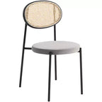 Chaise de salle à manger moderne LeisureMod Euston avec dossier en osier et assise en velours/cuir, pour cuisine intérieure, salle à manger, maison, chaise d'appoint contemporaine