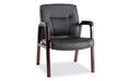 Alera Alera Madaris Series Bonded Leather Guest Chair with Wood Trim Legs, 25.39 x 25.98 x 35.62, Black Seat/Back, Mahogany Base