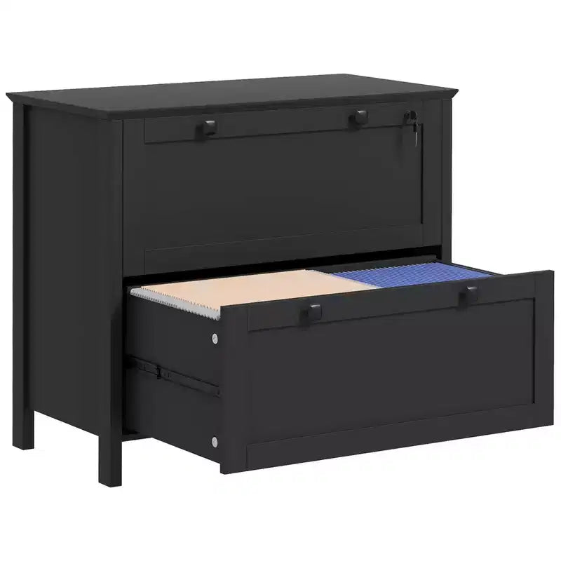HOMCOM Classeur 2 tiroirs avec serrure, classeur latéral avec clés et barre de suspension réglable pour documents format lettre, A4 et légal