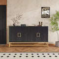 Bahut de style rétro de 59,8 po, Armoire de rangement buffet avec étagères réglables, poignées et pieds en métal 4M-ModernLuxe