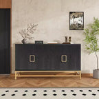 Bahut de style rétro de 59,8 po, Armoire de rangement buffet avec étagères réglables, poignées et pieds en métal 4M-ModernLuxe
