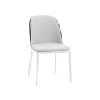 LeisureMod Tule Chaise de Salle à Manger Moderne avec Assise en Cuir PU, Velours ou Daim et Cadre en Acier Blanc - Cuisine, Salle à Manger, Maison, Café, Sièges