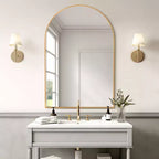 Dovelina 36H x 24 W Modern Arched Vanity Mirror Metal Framed Bathroom Wall Mirror Decorative Leaning Mirror