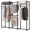Lantine Garment Rack, Free Standing Closet Organizer with Shelves and Hanging Rod, Large Metal Clothing Rack for Hallway, Bedroom