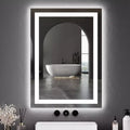 Whizmax LED Bathroom Mirror Wall-Mounted Vanity Mirrors Stepless Dimmable Wall Mirrors with Anti-Fog, Backlit + Front Lit, Tempered Glass