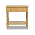 Easton 28 Modern Farmhouse Turned 1-Drawer Storage Side Table with Shelf, Natural Brown Wood