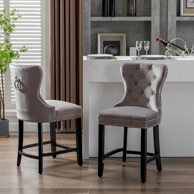 Tabouret de comptoir Carter 24 Wingback Tufted Nailhead (lot de 2)