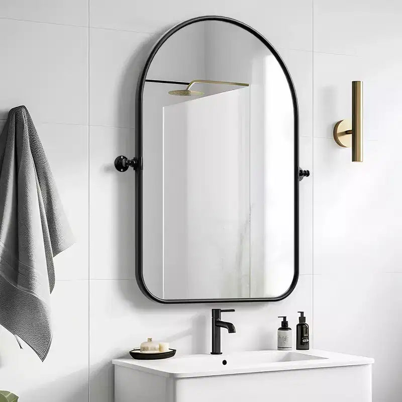 Miroir rectangulaire pleine longueur Dovelina à cadre métallique, miroir à poser, grand miroir