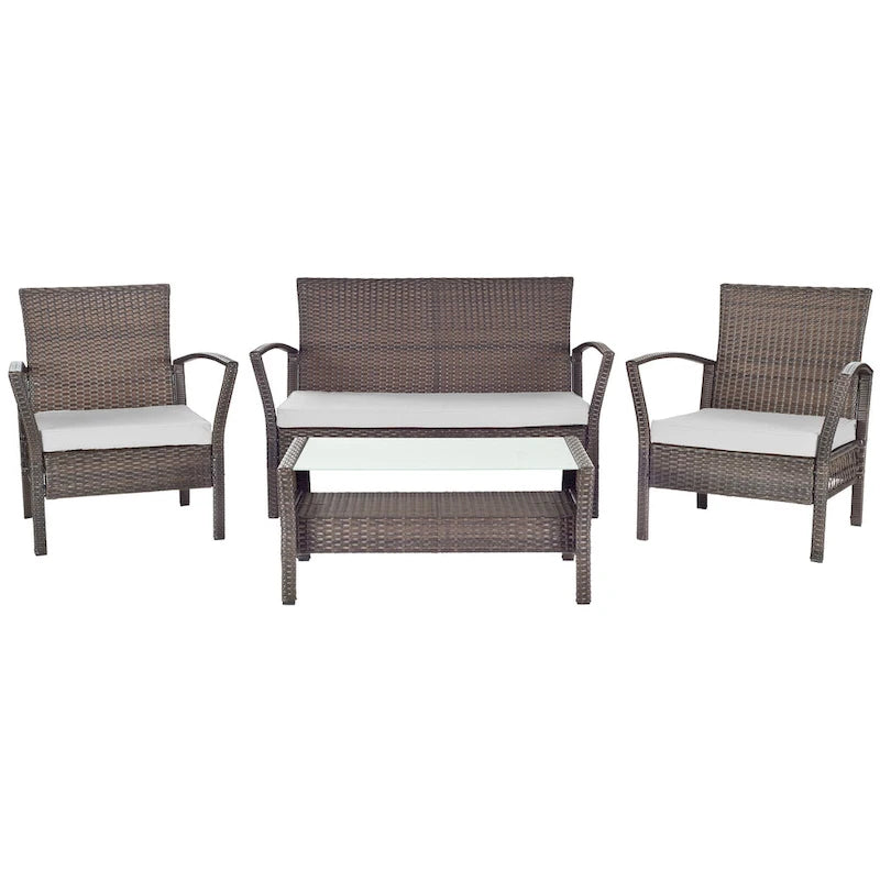 SAFAVIEH Outdoor Lucica Ensemble de patio 4 pièces - 27L x 31P x 48H