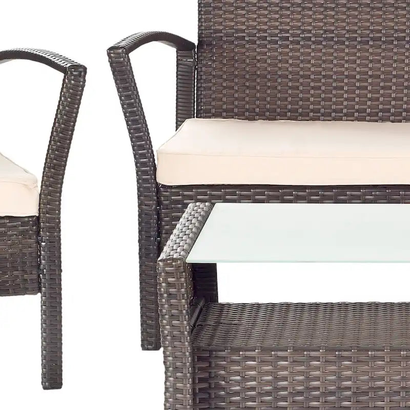 SAFAVIEH Outdoor Lucica Ensemble de patio 4 pièces - 27L x 31P x 48H