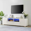 62.99 Stylish TV Stand with LED Light Belt, Open Cells and Metal Handle, Media Entertainment Center for 69 TV 4W - ModernLuxe