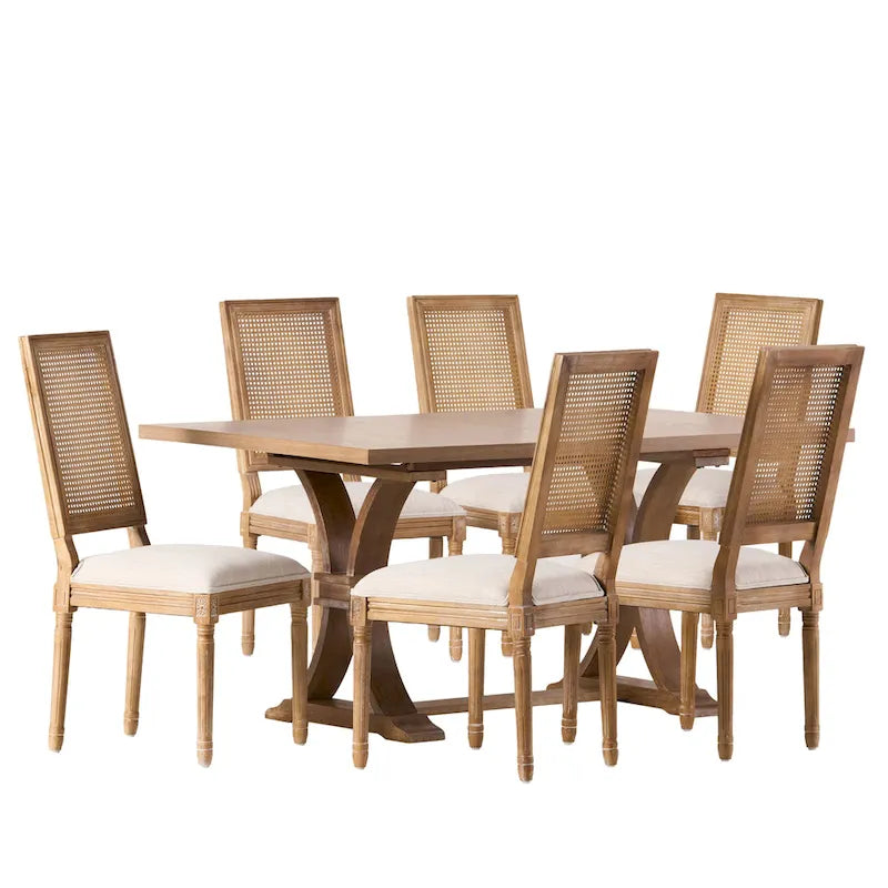 Ensemble de salle à manger Pampas en bois et rotin par Christopher Knight Home