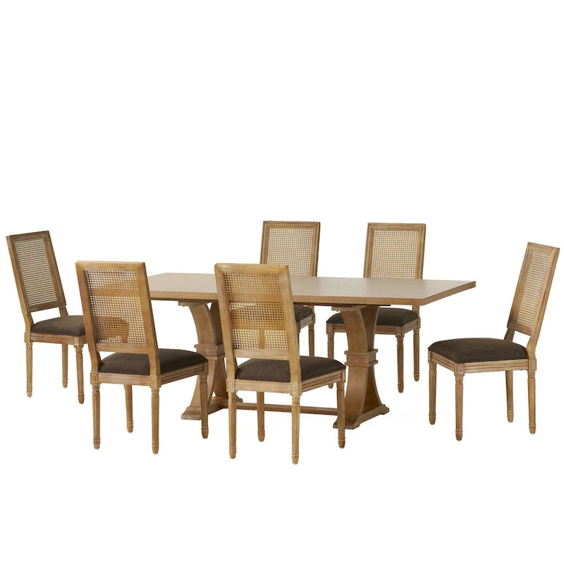Ensemble de salle à manger Pampas en bois et rotin par Christopher Knight Home
