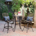 Alfresco Outdoor 3-piece Round Aluminum Bar Set with Umbrella Hole by Christopher Knight Home
