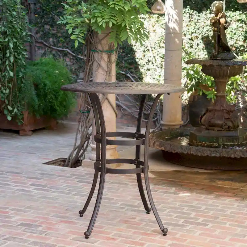Ensemble de bar rond 3 pièces en aluminium Alfresco Outdoor avec trou pour parasol par Christopher Knight Home