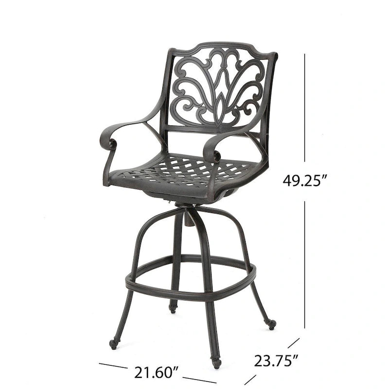 Ensemble de bar rond 3 pièces en aluminium Alfresco Outdoor avec trou pour parasol par Christopher Knight Home