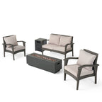 Ensemble conversationnel extérieur en osier 5 pièces avec brasero Kahala par Christopher Knight Home