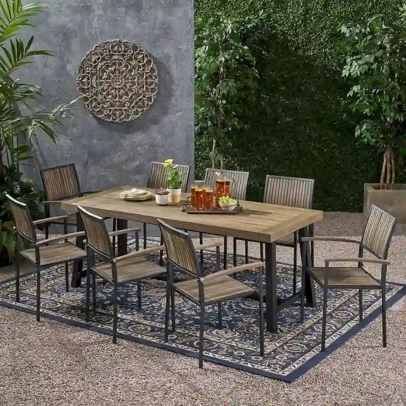 Ensemble de salle à manger Allison en bois d'acacia 8 places par Christopher Knight Home