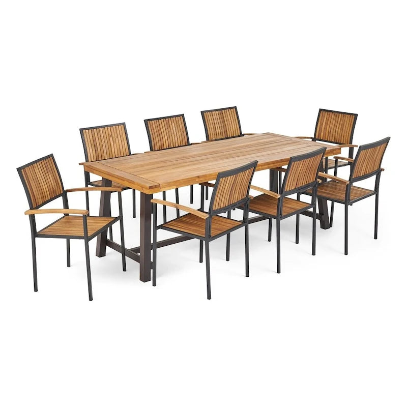 Ensemble de salle à manger Allison en bois d'acacia 8 places par Christopher Knight Home
