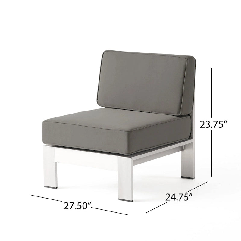 Ensemble de canapé d'angle en aluminium en forme de U à 11 places avec table pour extérieur Cape Coral de Christopher Knight Home