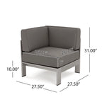 Ensemble de canapé d'angle en aluminium en forme de U à 11 places avec table pour extérieur Cape Coral de Christopher Knight Home