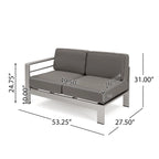 Ensemble de canapé d'angle en aluminium en forme de U à 11 places avec table pour extérieur Cape Coral de Christopher Knight Home