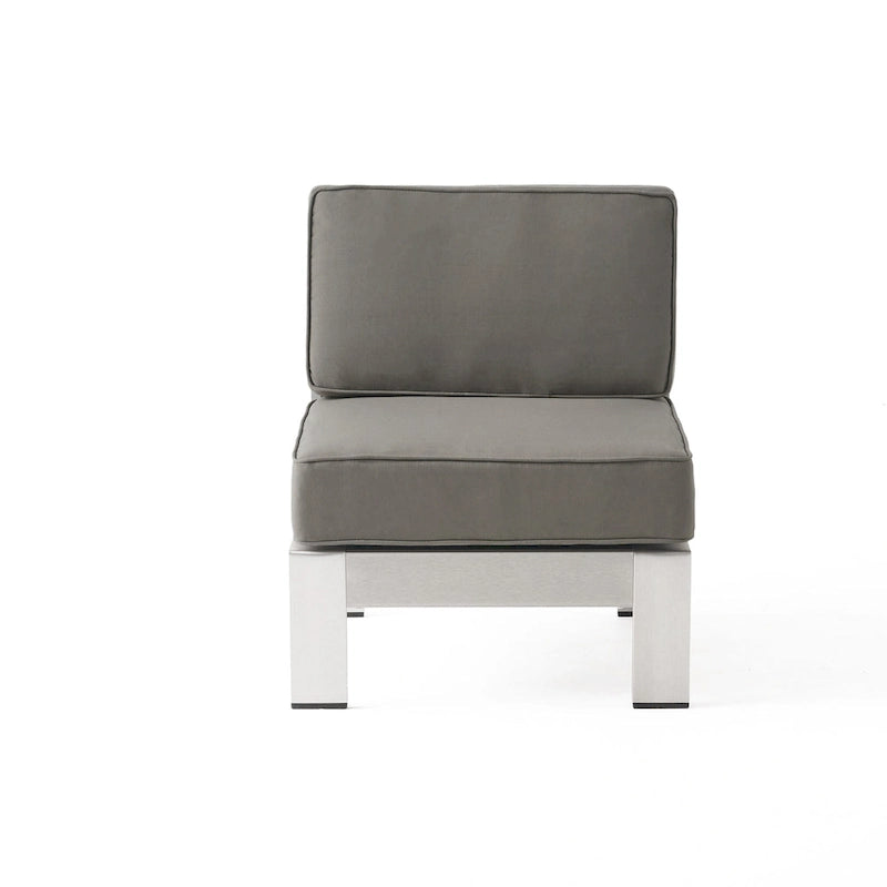 Ensemble de canapé d'angle en aluminium en forme de U à 11 places avec table pour extérieur Cape Coral de Christopher Knight Home