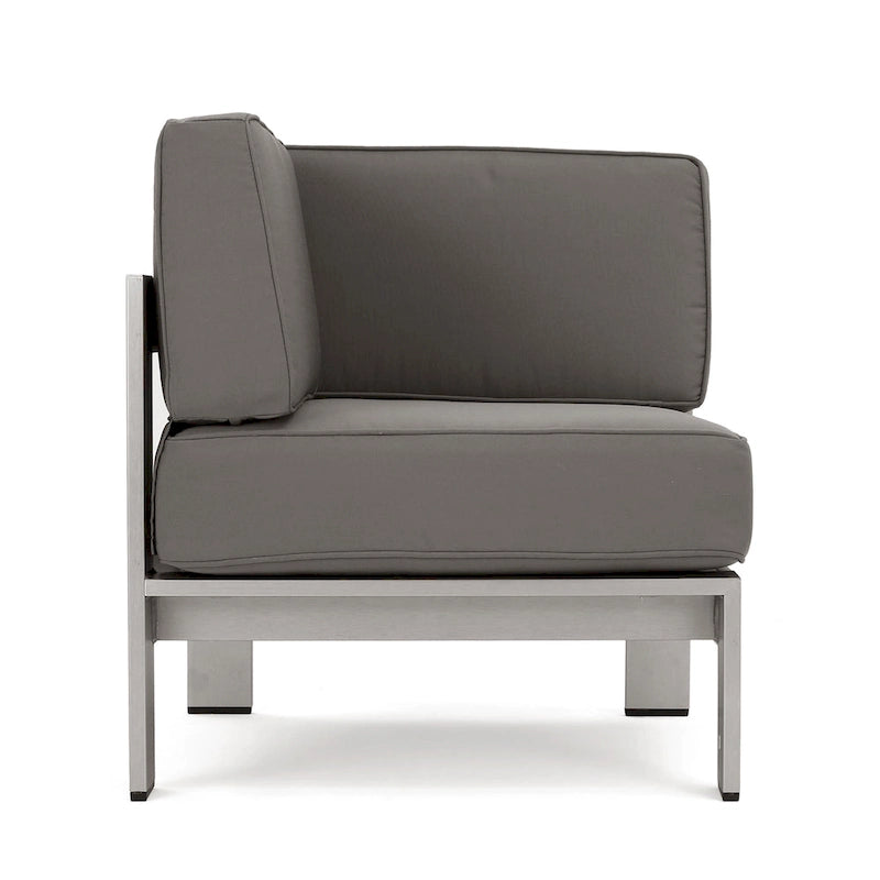 Ensemble de canapé d'angle en aluminium en forme de U à 11 places avec table pour extérieur Cape Coral de Christopher Knight Home