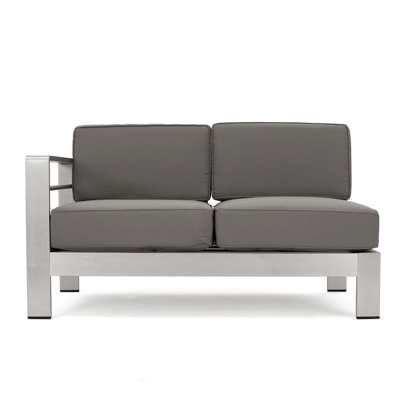 Ensemble de canapé d'angle en aluminium en forme de U à 11 places avec table pour extérieur Cape Coral de Christopher Knight Home