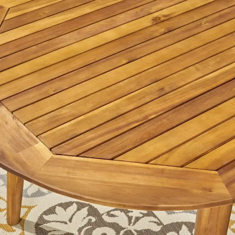 Ensemble de salle à manger d'extérieur 7 pièces en bois d'acacia Elderon avec chaises empilables en osier par Christopher Knight Home
