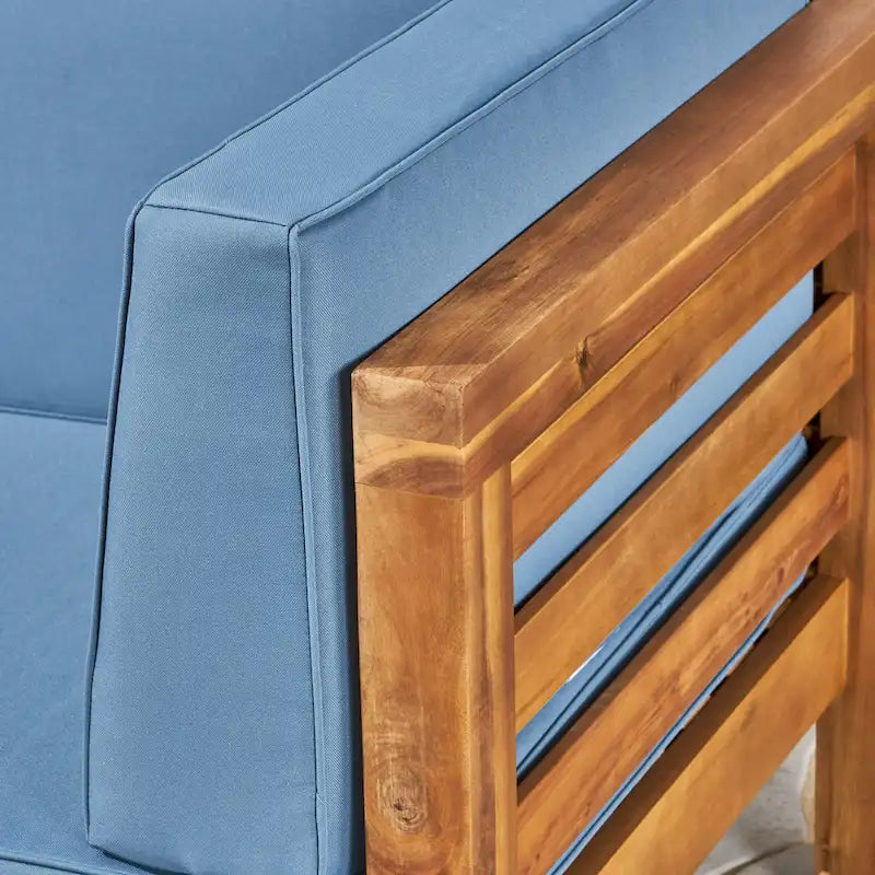 Ensemble de canapés modulaires d'extérieur en bois d'acacia en forme de U de 12 pièces Oana avec foyer de Christopher Knight Home