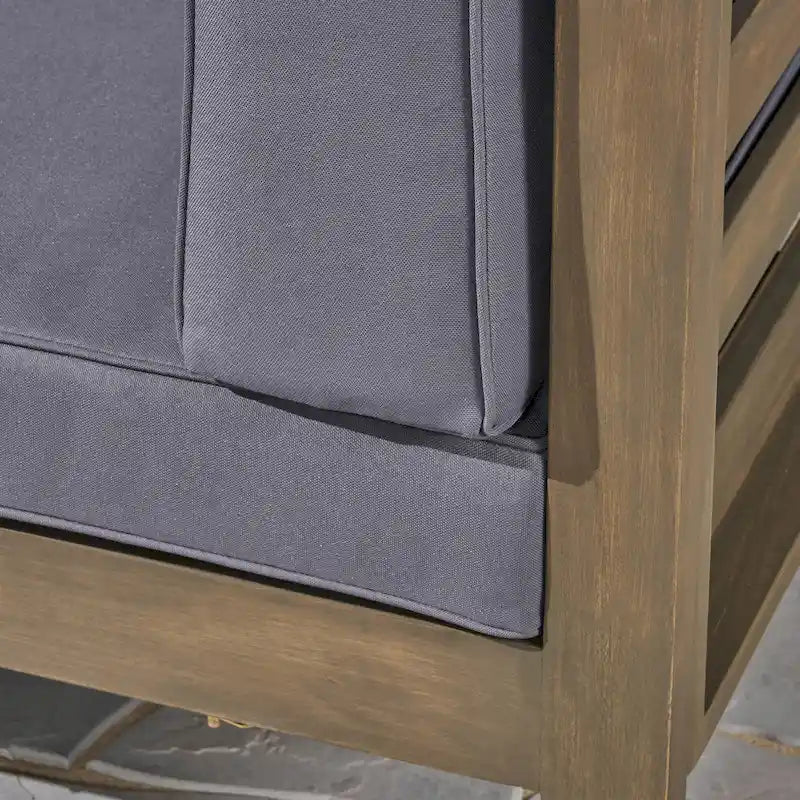 Ensemble de canapés modulaires d'extérieur en bois d'acacia en forme de U de 12 pièces Oana avec foyer de Christopher Knight Home