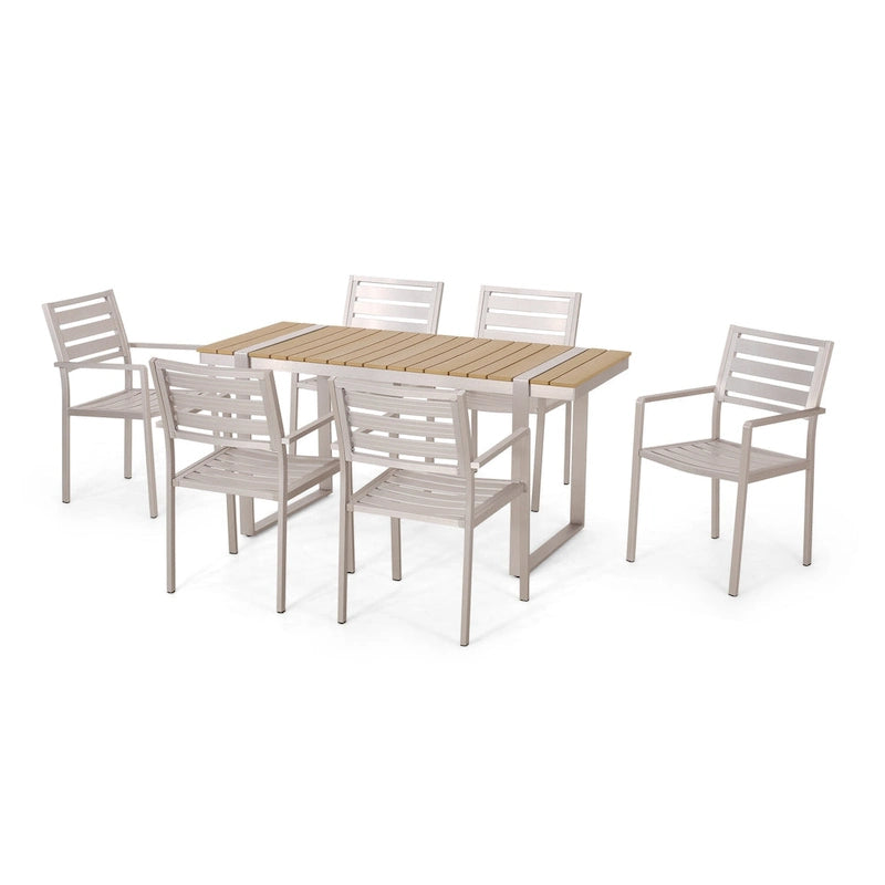 Cibola - Ensemble de salle à manger d'extérieur en aluminium 7 pièces par Christopher Knight Home