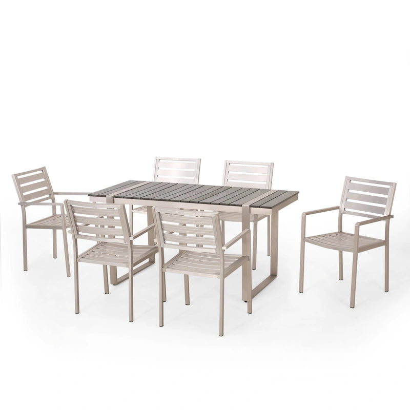 Cibola - Ensemble de salle à manger d'extérieur en aluminium 7 pièces par Christopher Knight Home