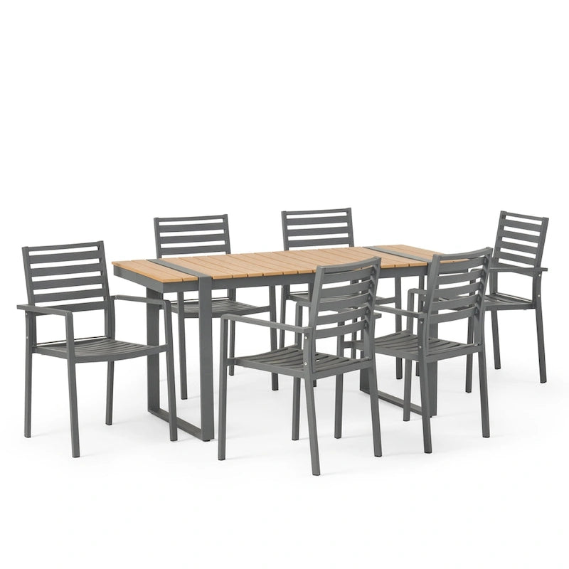Cibola - Ensemble de salle à manger d'extérieur en aluminium 7 pièces par Christopher Knight Home