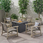 Ensemble de 5 fauteuils de club et d'un foyer d'extérieur en bois et osier Augusta par Christopher Knight Home