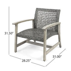 Ensemble de 5 fauteuils de club et d'un foyer d'extérieur en bois et osier Augusta par Christopher Knight Home