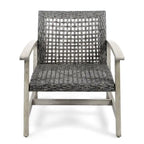Ensemble de 5 fauteuils de club et d'un foyer d'extérieur en bois et osier Augusta par Christopher Knight Home