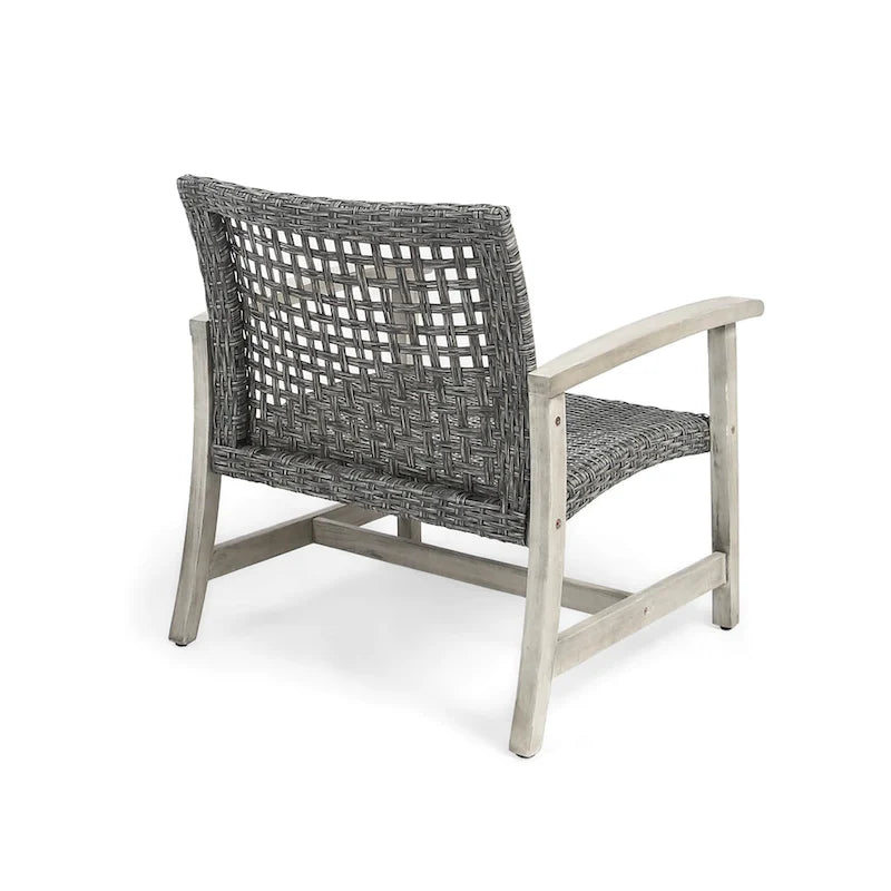 Ensemble de 5 fauteuils de club et d'un foyer d'extérieur en bois et osier Augusta par Christopher Knight Home