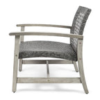 Ensemble de 5 fauteuils de club et d'un foyer d'extérieur en bois et osier Augusta par Christopher Knight Home