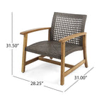 Ensemble de 5 fauteuils de club et d'un foyer d'extérieur en bois et osier Augusta par Christopher Knight Home
