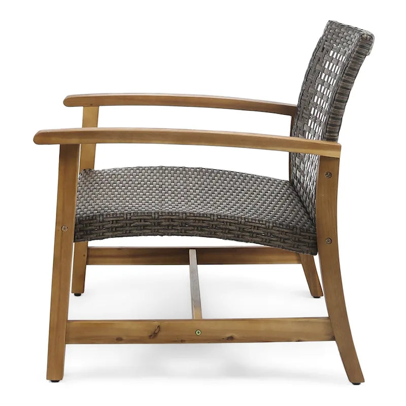 Ensemble de 5 fauteuils de club et d'un foyer d'extérieur en bois et osier Augusta par Christopher Knight Home