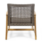 Ensemble de 5 fauteuils de club et d'un foyer d'extérieur en bois et osier Augusta par Christopher Knight Home