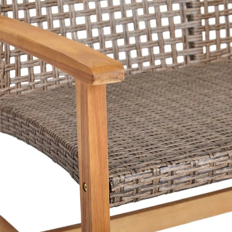 Ensemble de 5 fauteuils de club et d'un foyer d'extérieur en bois et osier Augusta par Christopher Knight Home