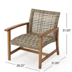 Ensemble de 5 fauteuils de club et d'un foyer d'extérieur en bois et osier Augusta par Christopher Knight Home